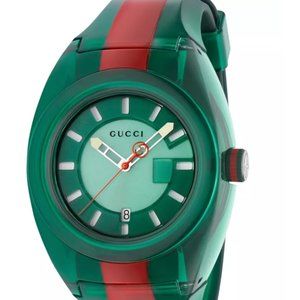 Gucci Unisex Swiss Gucci Sync Green-Red-Green Transparent Rubber Strap Watch 46m